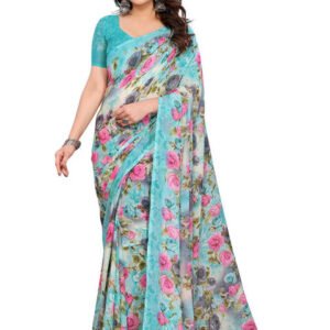 STYLE MODA Floral Poly Georgette Saree