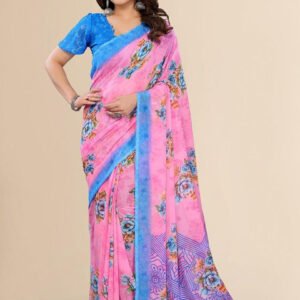 STYLE MODA Floral Poly Georgette Saree