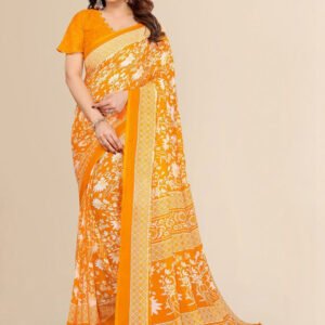 STYLE MODA Floral Poly Georgette Saree