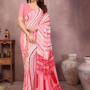STYLE MODA Striped Poly Georgette Saree