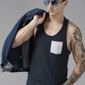 The Roadster Lifestyle Co. Pure Cotton Pocket Detail Sleeveless T-shirt