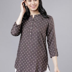 Vishudh Women Taupe Printed Tunic
